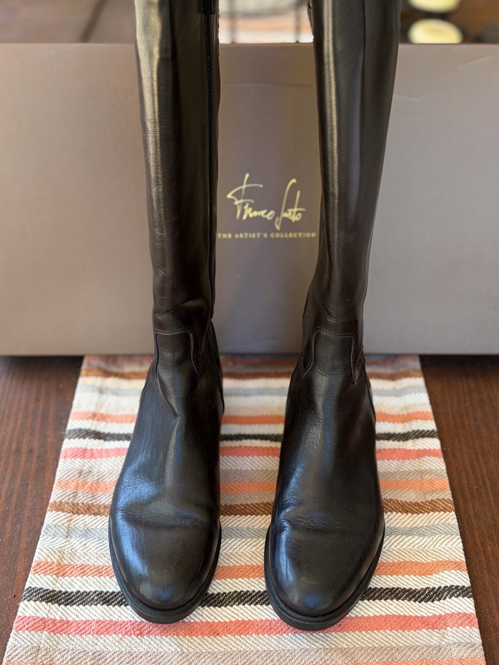 Nadia Sarti Black Leather Knee-High Lace-Up Zippered Boots Made in Italy Size 38